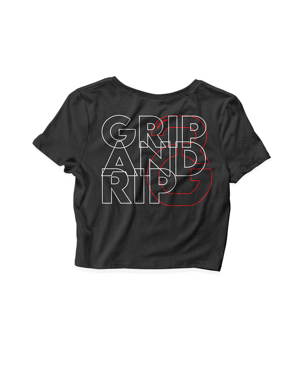 Ladies Black Crop Tops - Outlined - Grip and Rip