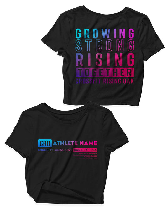 Ladies Black Crop Tops - Flagship - CrossFit Rising Oak - AMRAP INDUSTRIES