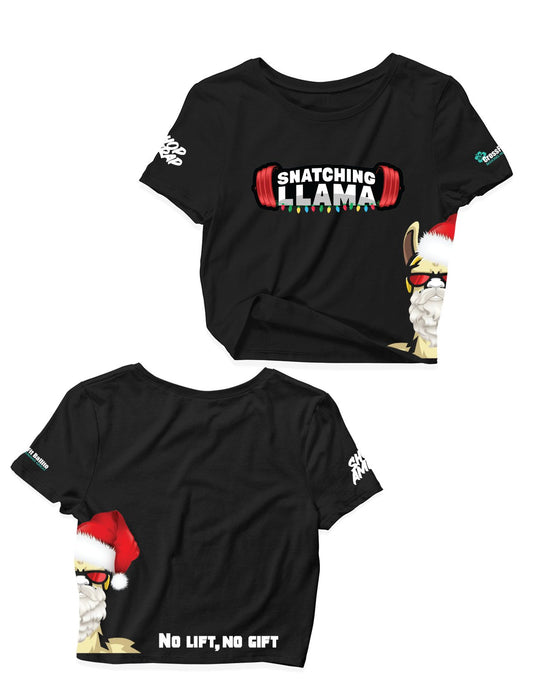 Ladies Black Crop Tops - Snatching Santa - Snatching Llama - AMRAP INDUSTRIES