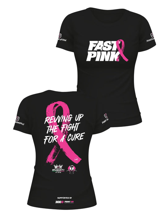 Ladies Black Premium Tee - Revving it Up - Fast & Pink - AMRAP INDUSTRIES