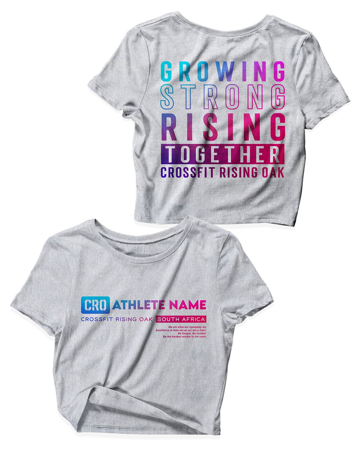 Ladies Grey Melange Crop Tops - Flagship - CrossFit Rising Oak - AMRAP INDUSTRIES