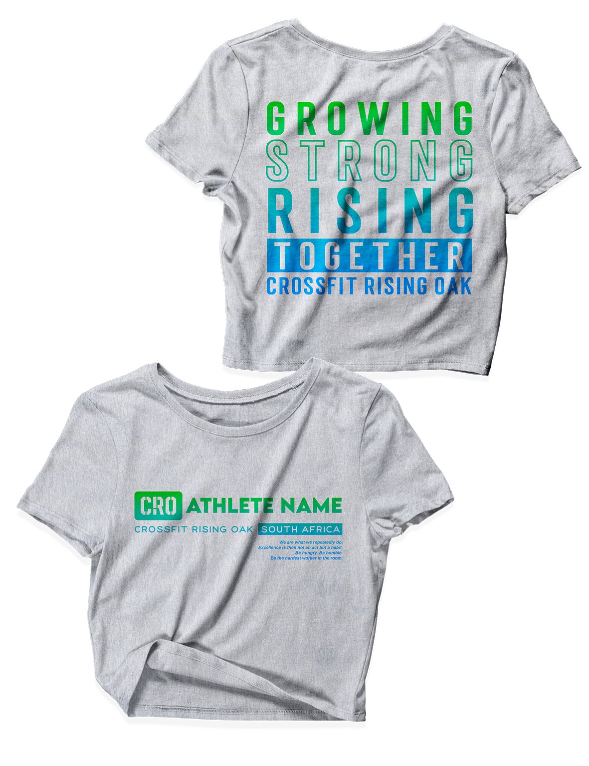 Ladies Grey Melange Crop Tops - Flagship - CrossFit Rising Oak - AMRAP INDUSTRIES