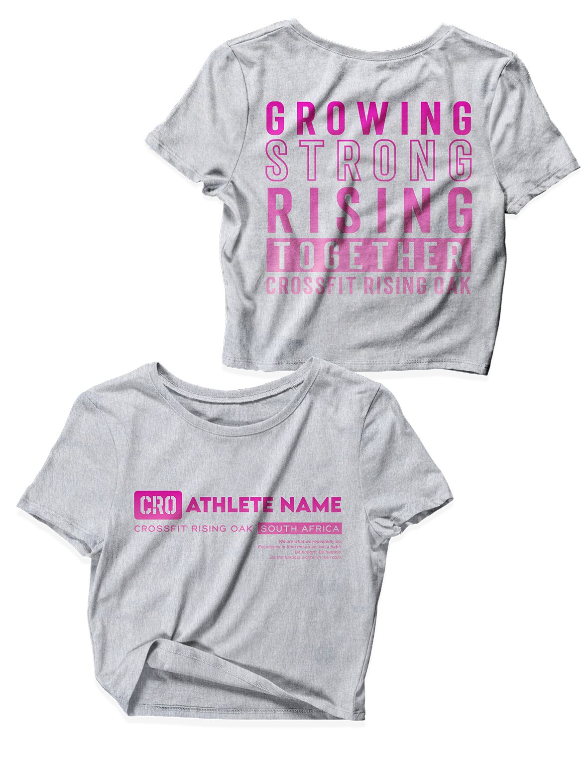 Ladies Grey Melange Crop Tops - Flagship - CrossFit Rising Oak - AMRAP INDUSTRIES