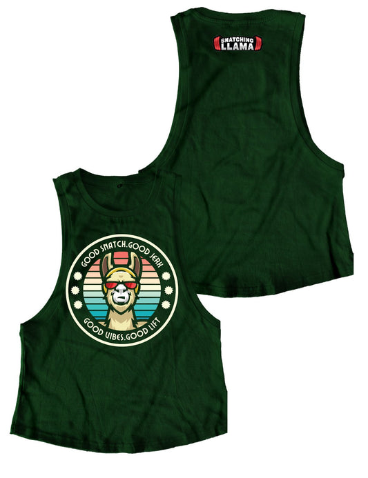 Ladies Muscle Tank Tops - Good Snatch, Good Vibes - Snatching Llama - AMRAP INDUSTRIES