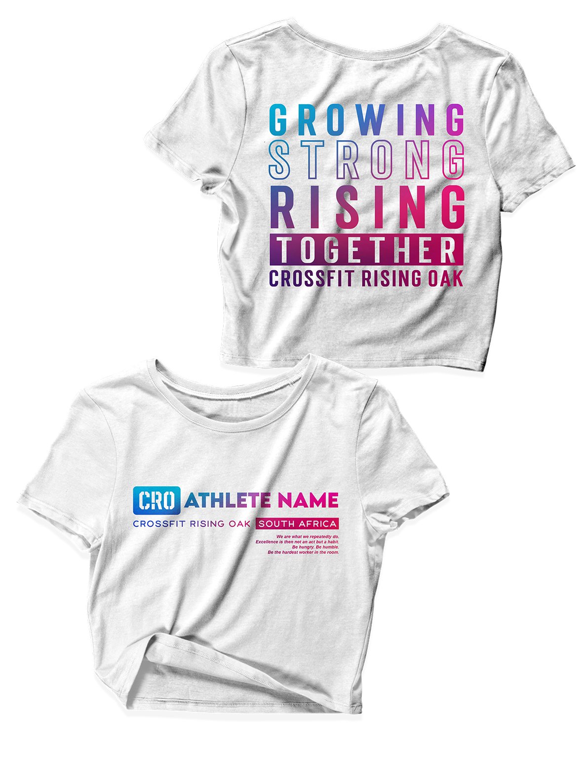 Ladies White Crop Tops - Flagship - CrossFit Rising Oak - AMRAP INDUSTRIES