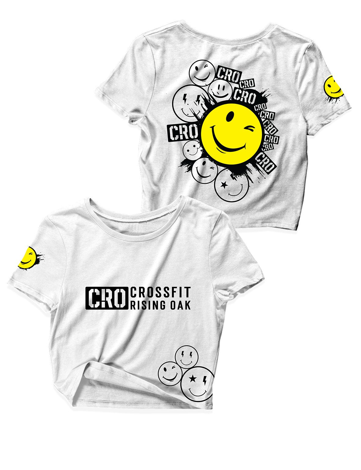 Ladies White Crop Tops - Smile - CrossFit Rising Oak - AMRAP INDUSTRIES