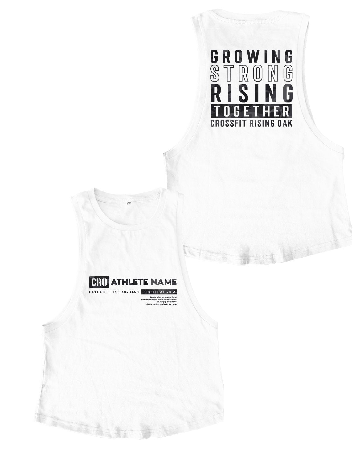 Ladies White Muscle Tank Tops - Flagship - CrossFit Rising Oak - AMRAP INDUSTRIES