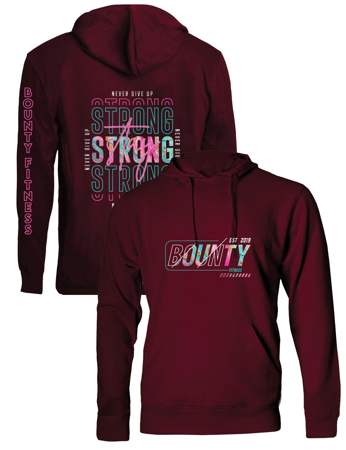 Unisex Base Hoodie - Pink & Teal - Bounty Fitness - AMRAP INDUSTRIES