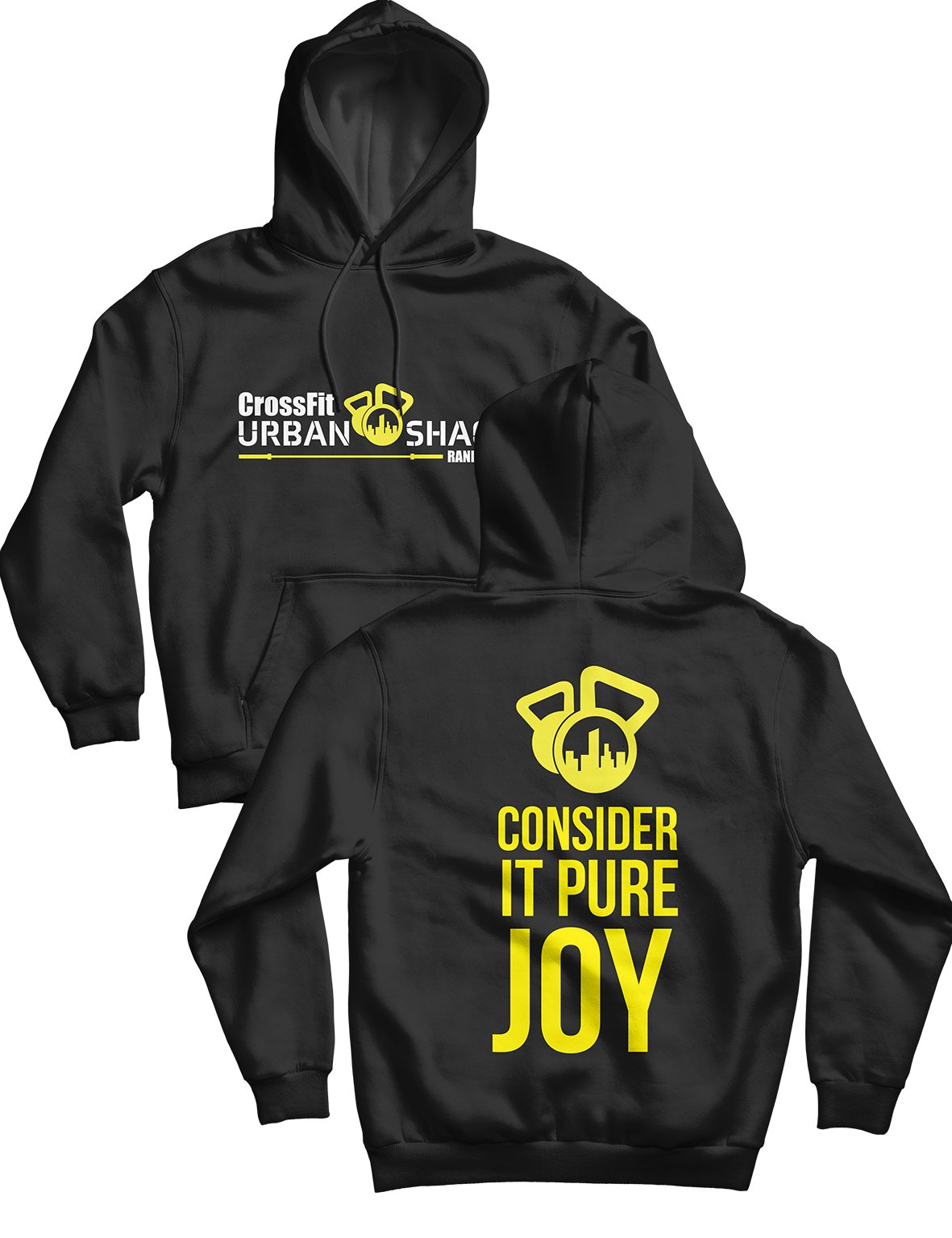 Unisex Hoodie Black 240g - Consider it pure joy - Urban Shack - AMRAP INDUSTRIES