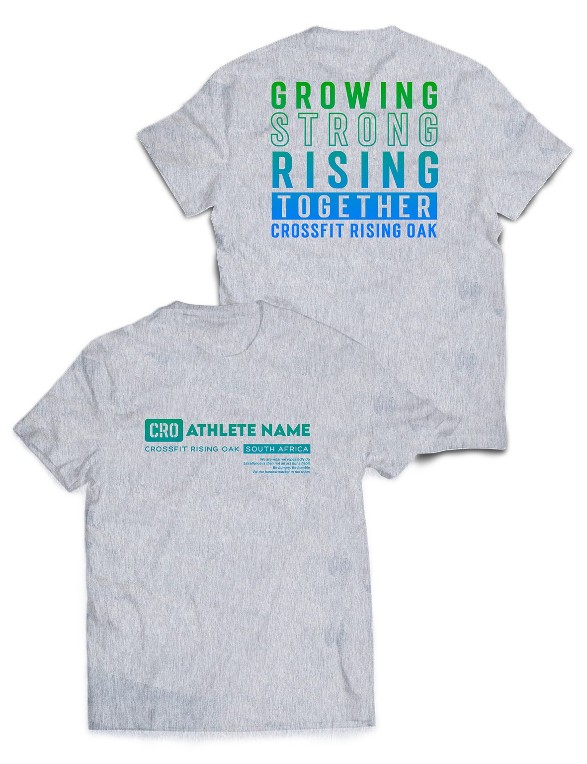 Universal Grey Melange Premium Tee - Flagship - CrossFit Rising Oak - AMRAP INDUSTRIES