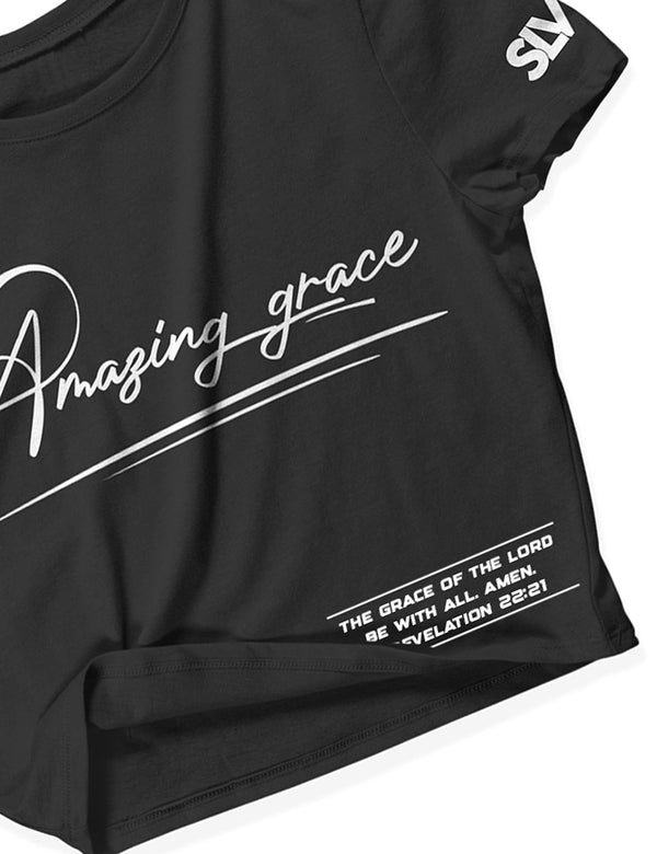 Ladies Black Crop Tops - Amazing Grace - SLVTN - AMRAP INDUSTRIES