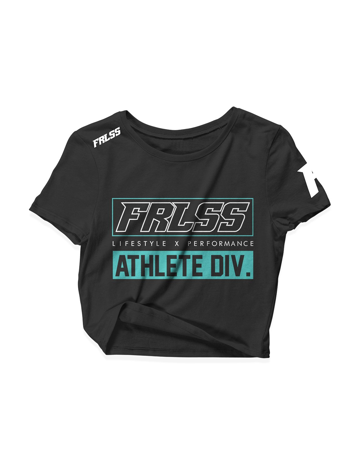 Ladies Black Crop Tops - Athlete Div - FRLSS - AMRAP INDUSTRIES