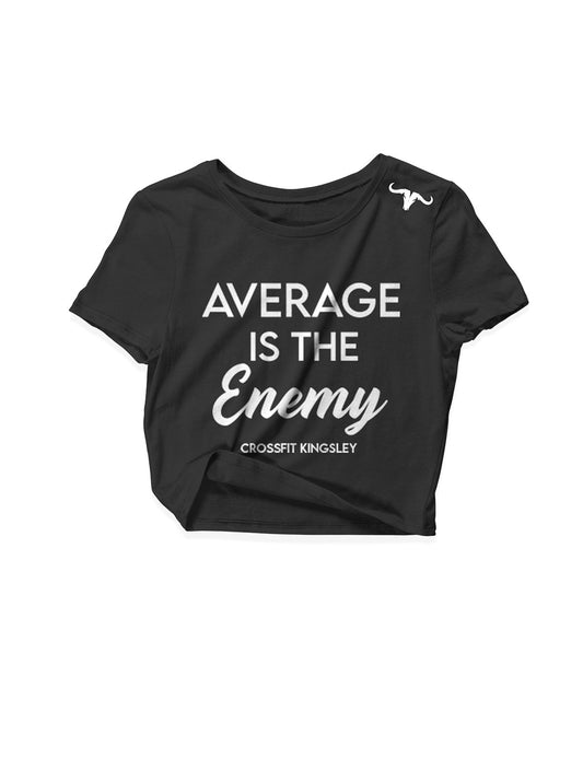 Ladies Black Crop Tops - Average is the Enemy - Kingsley - AMRAP INDUSTRIES