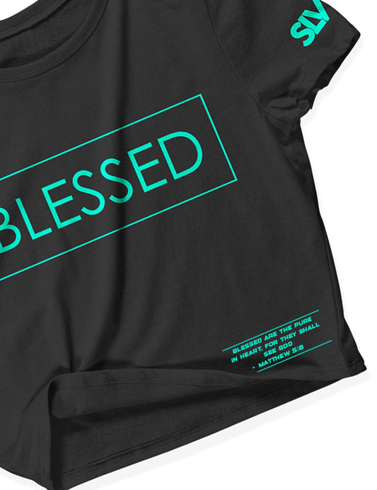 Ladies Black Crop Tops - Blessed - SLVTN - AMRAP INDUSTRIES