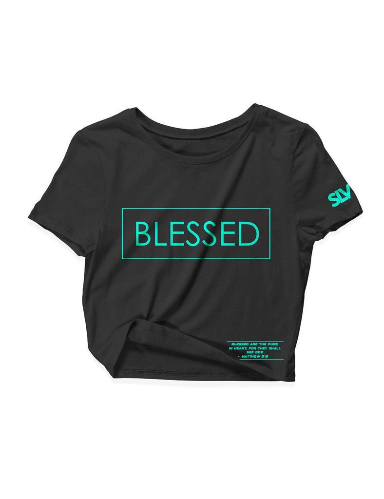 Ladies Black Crop Tops - Blessed - SLVTN - AMRAP INDUSTRIES