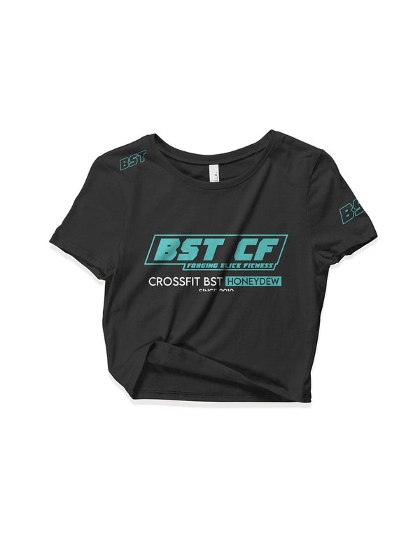 Ladies Black Crop Tops - Blood Sweat Tears Turquoise - Crossfit BST - AMRAP INDUSTRIES