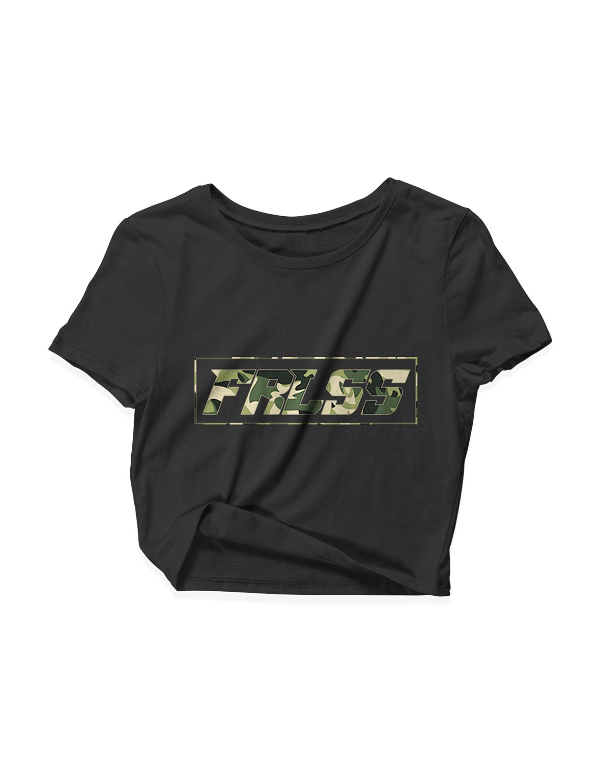 Ladies Black Crop Tops - Camo - FRLSS - AMRAP INDUSTRIES