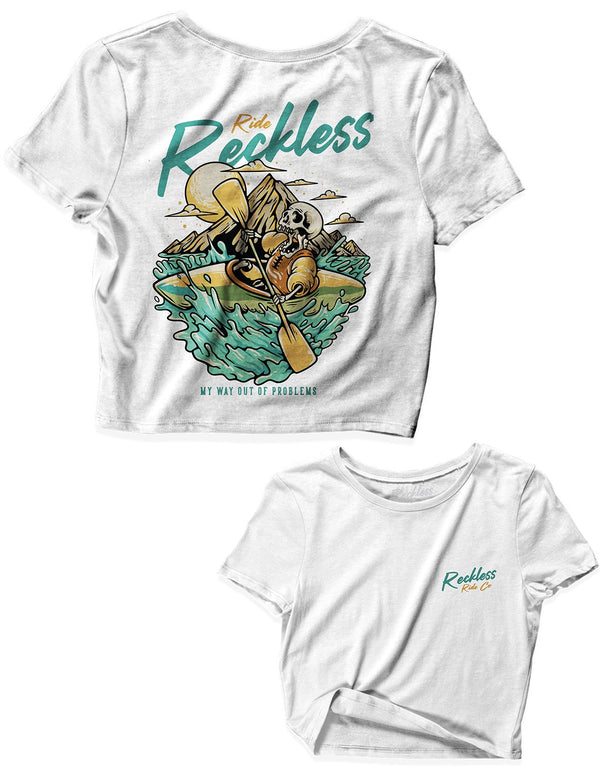 Ladies Black Crop Tops - Canoeing - Reckless Ride Co - AMRAP INDUSTRIES