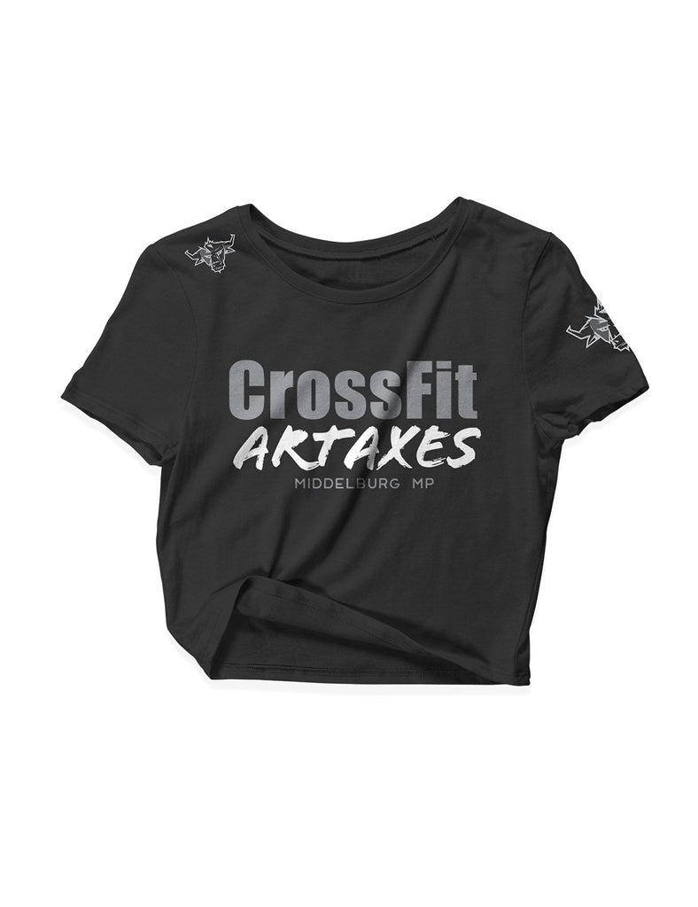 Ladies Black Crop Tops - Crossfit Artaxes - AMRAP INDUSTRIES