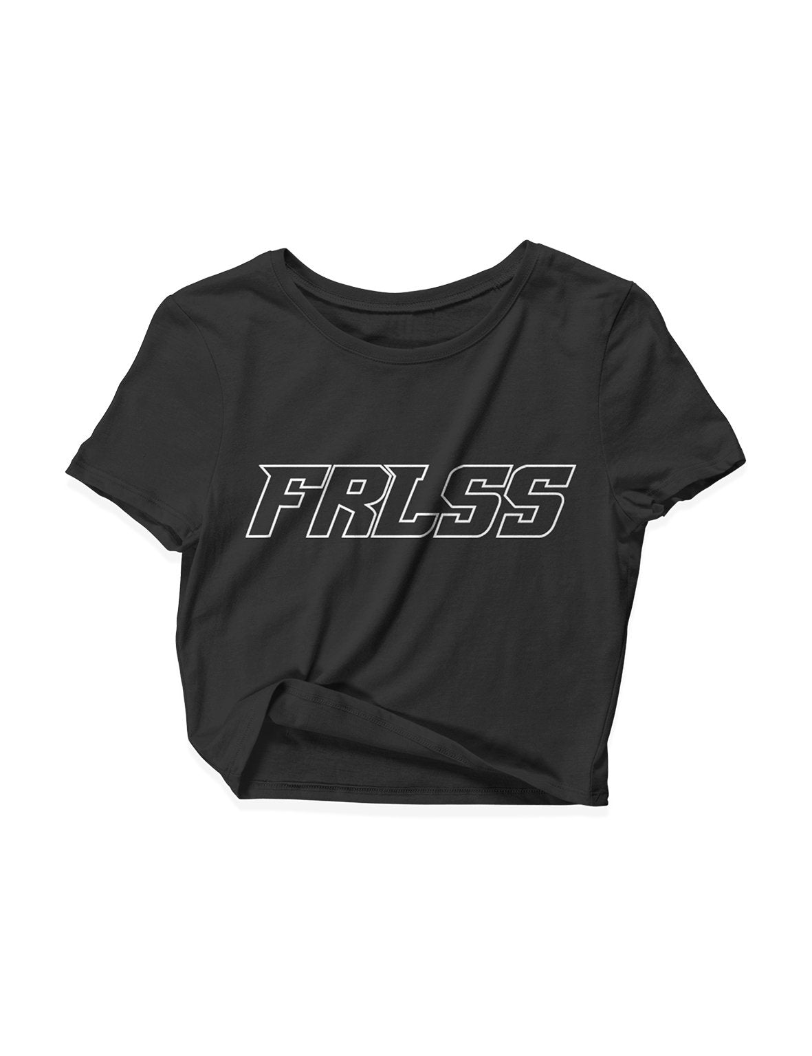 Ladies Black Crop Tops - Flagship Outlined - FRLSS - AMRAP INDUSTRIES