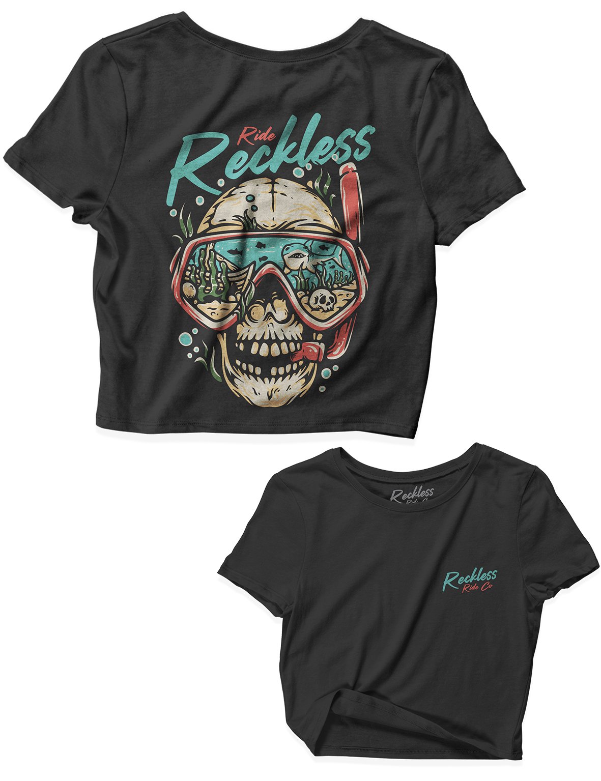 Ladies Black Crop Tops - Go Diving - Reckless Ride Co - AMRAP INDUSTRIES