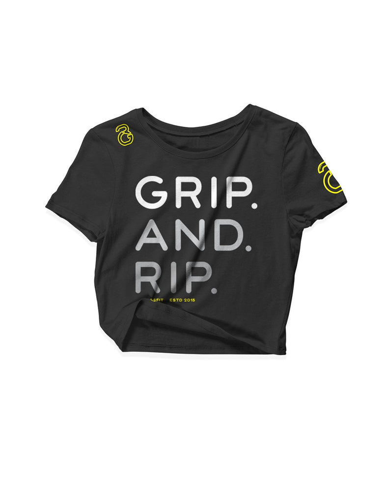 Ladies Black Crop Tops - Grip and Rip - AMRAP INDUSTRIES