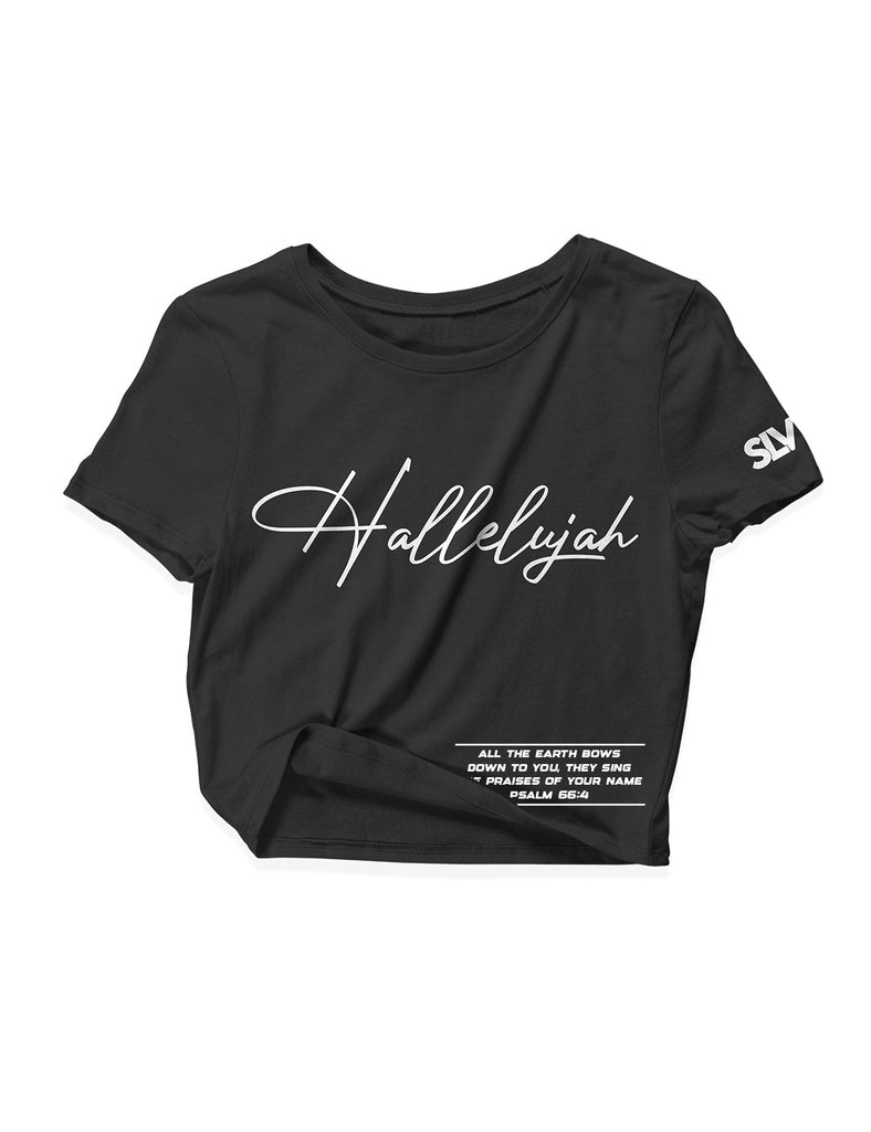 Ladies Black Crop Tops - Hallelujah - SLVTN - AMRAP INDUSTRIES