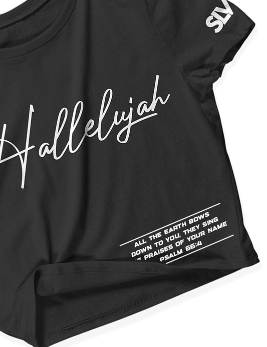 Ladies Black Crop Tops - Hallelujah - SLVTN - AMRAP INDUSTRIES