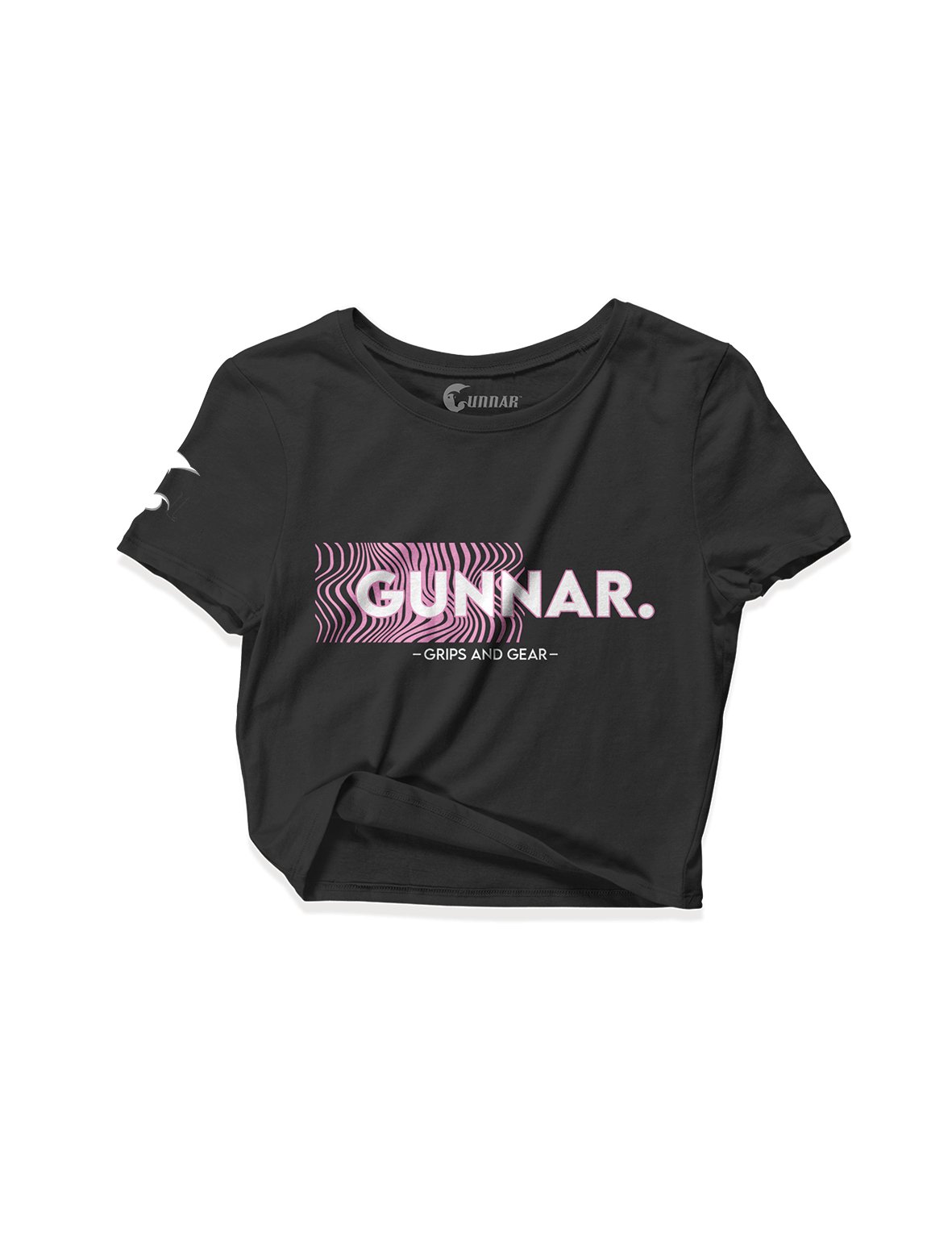 Ladies Black Crop Tops - Lines Pink - Gunnar - AMRAP INDUSTRIES