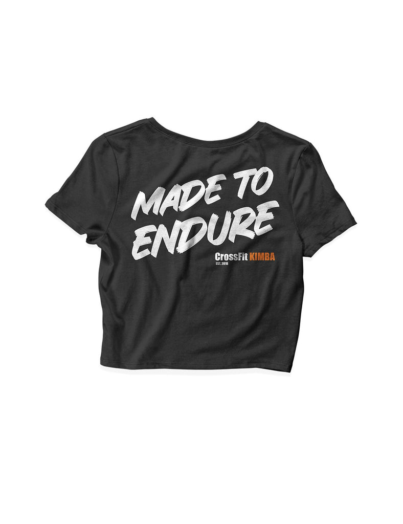 Ladies Black Crop Tops - Made to Endure - CrossFit Kimba - AMRAP INDUSTRIES