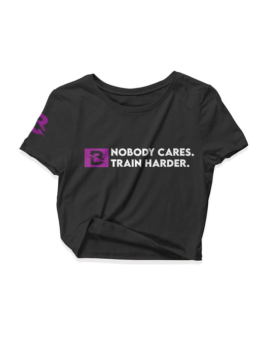 Ladies Black Crop Tops - Nobody Cares - Bounty - AMRAP INDUSTRIES