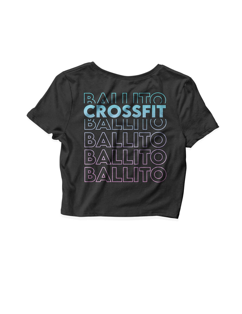 Ladies Black Crop Tops - Outlined - CrossFit Ballito - AMRAP INDUSTRIES