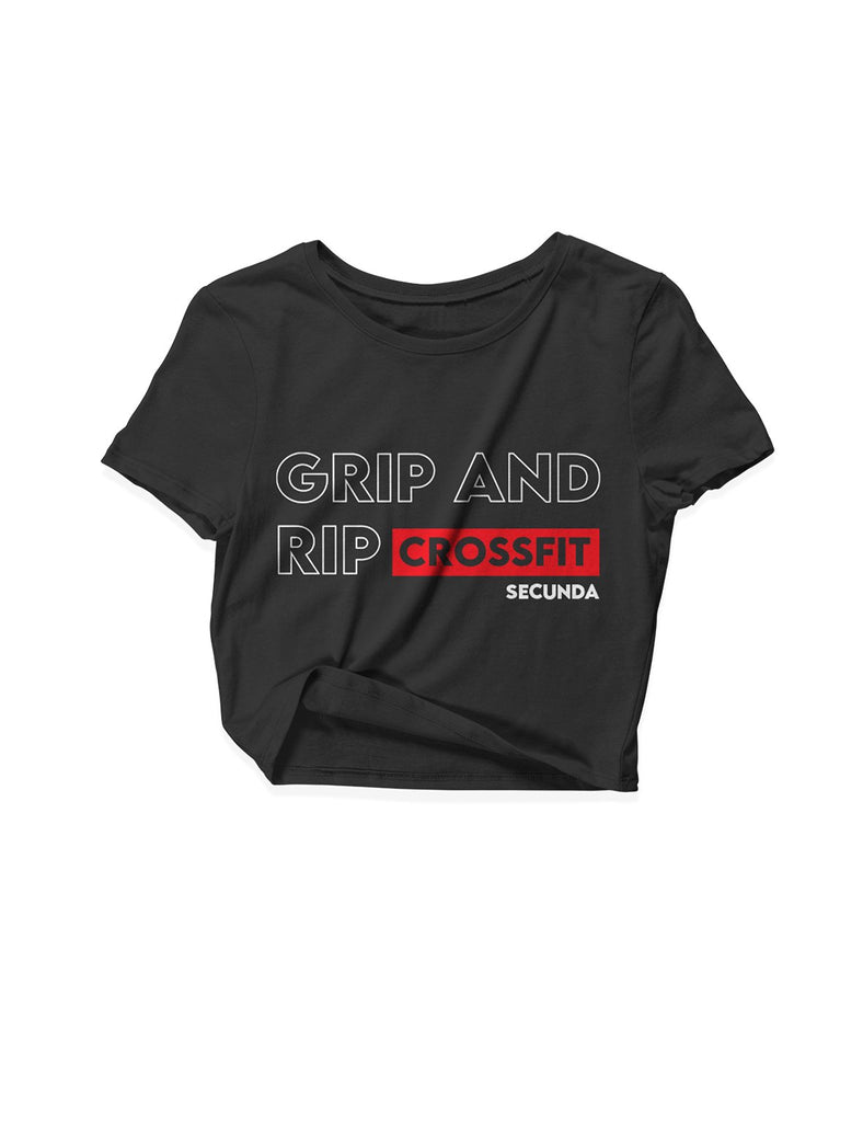 Ladies Black Crop Tops - Outlined - Grip and Rip - AMRAP INDUSTRIES