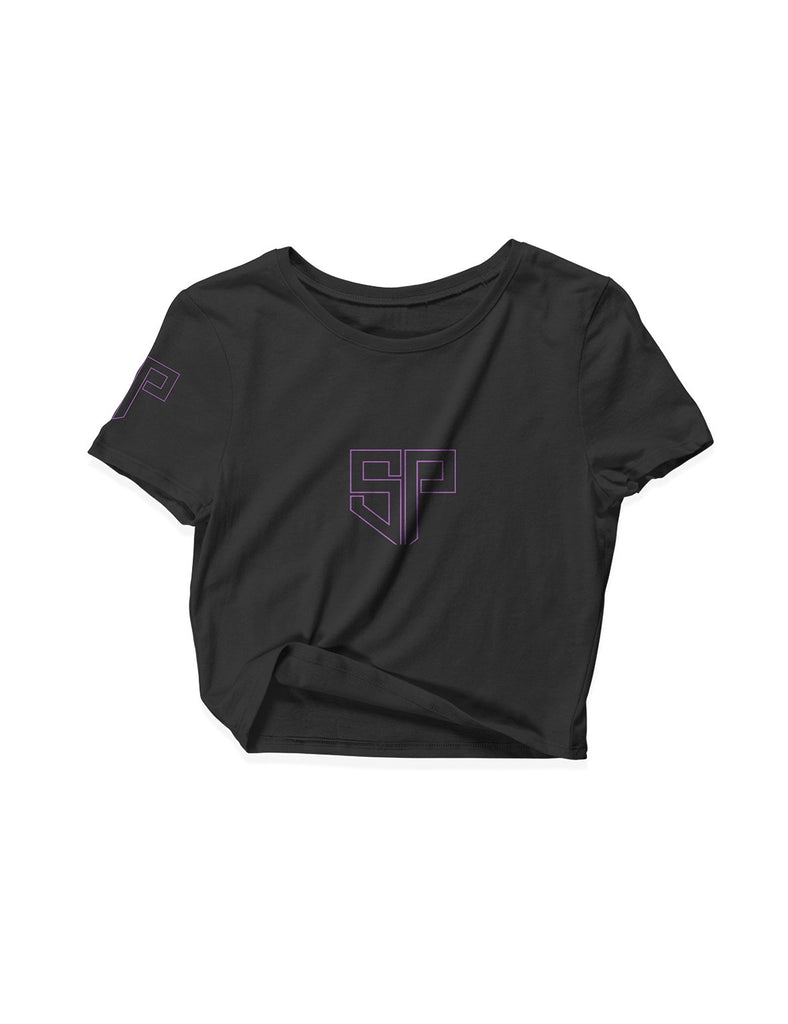 Ladies Black Crop Tops - Outlined Pink - Smit Performance - AMRAP INDUSTRIES