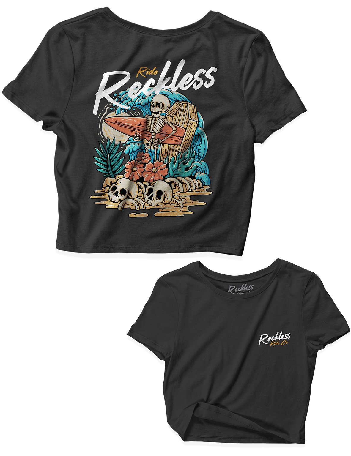 Ladies Black Crop Tops - Reckless Vacation - Reckless Ride Co - AMRAP INDUSTRIES