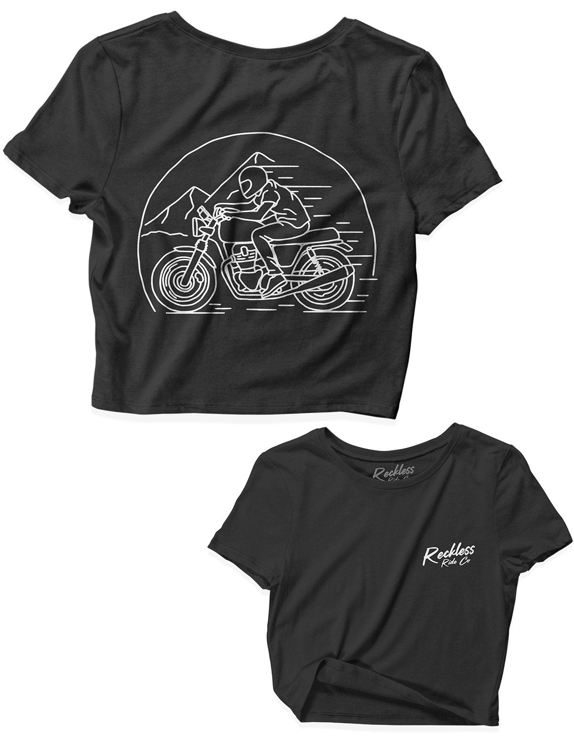 Ladies Black Crop Tops - Road to Freedom - Reckless Ride Co - AMRAP INDUSTRIES