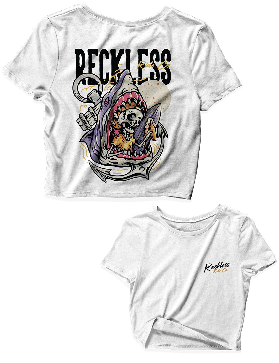 Ladies Black Crop Tops - Shark Drive - Reckless Ride Co - AMRAP INDUSTRIES