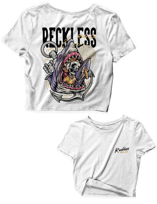 Ladies Black Crop Tops - Shark Drive - Reckless Ride Co - AMRAP INDUSTRIES