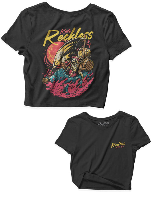 Ladies Black Crop Tops - Shipwrecked - Reckless Ride Co - AMRAP INDUSTRIES