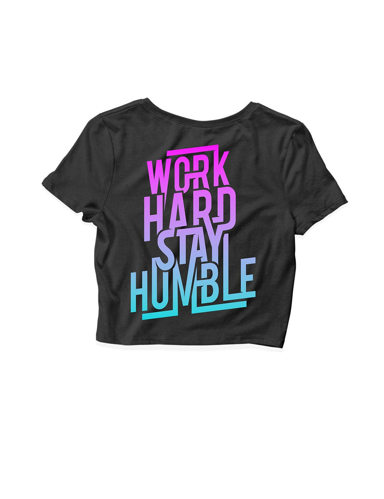 Ladies Black Crop Tops - Stay Humble - Grip and Rip - AMRAP INDUSTRIES