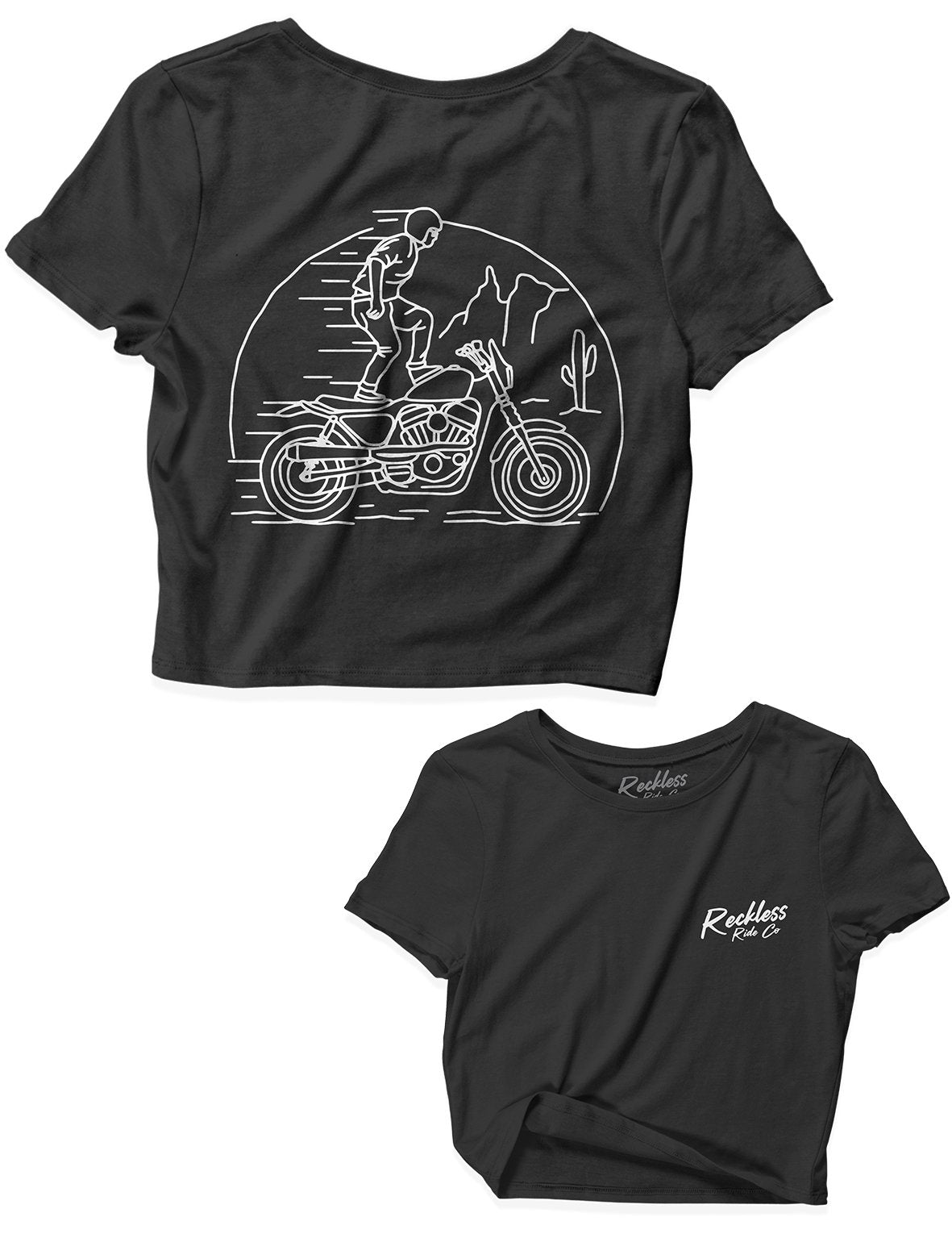 Ladies Black Crop Tops - Stunt Rider - Reckless Ride Co - AMRAP INDUSTRIES