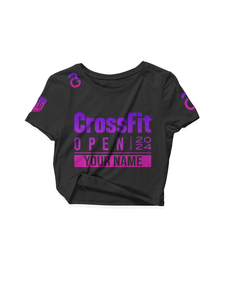 Ladies Black Crop Tops - The Open 2024 Purple - Grip and Rip - AMRAP INDUSTRIES