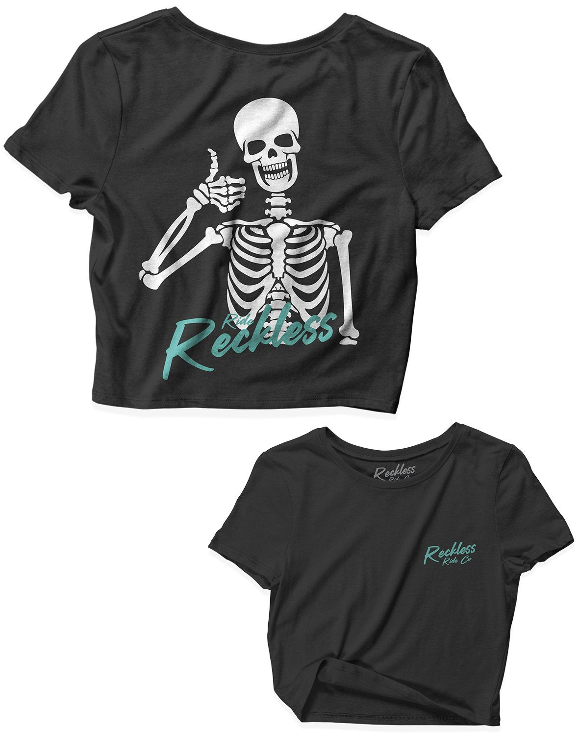 Ladies Black Crop Tops - Thumbs Up - Reckless Ride Co - AMRAP INDUSTRIES