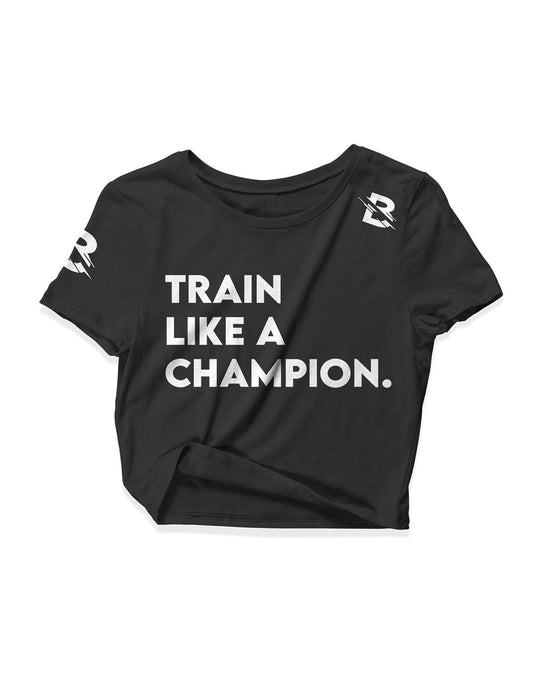 Ladies Black Crop Tops - Train Like a Champion - Bounty - AMRAP INDUSTRIES