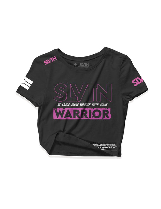 Ladies Black Crop Tops - Warrior Not Fear - SLVTN - AMRAP INDUSTRIES