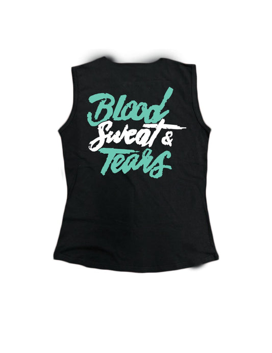 Ladies Everyday Tank Tops - Blood Sweat Tears Turq- Crossfit BST - AMRAP INDUSTRIES