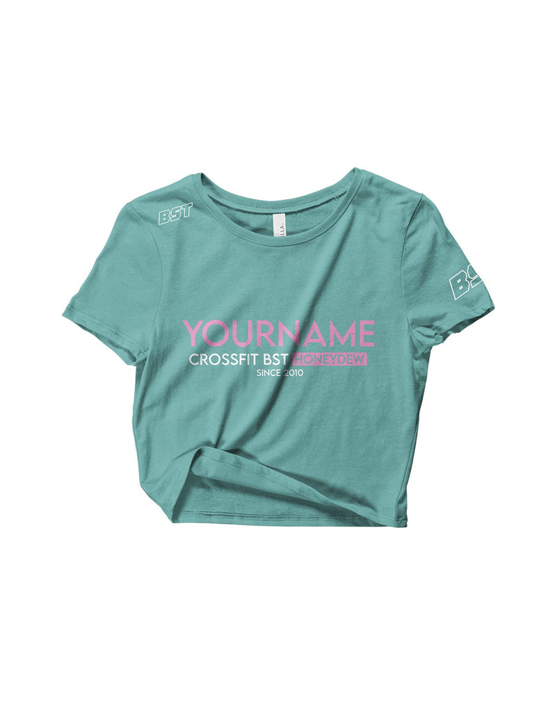 Ladies Sage Crop Tops - YOUR NAME BST - Crossfit BST - AMRAP INDUSTRIES