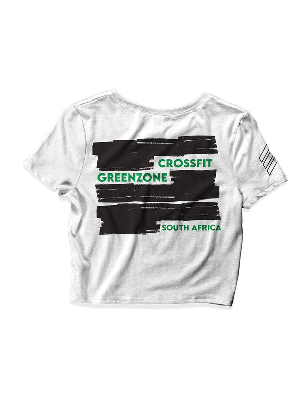 Ladies White Crop Tops - Athlete - Greenzone - AMRAP INDUSTRIES