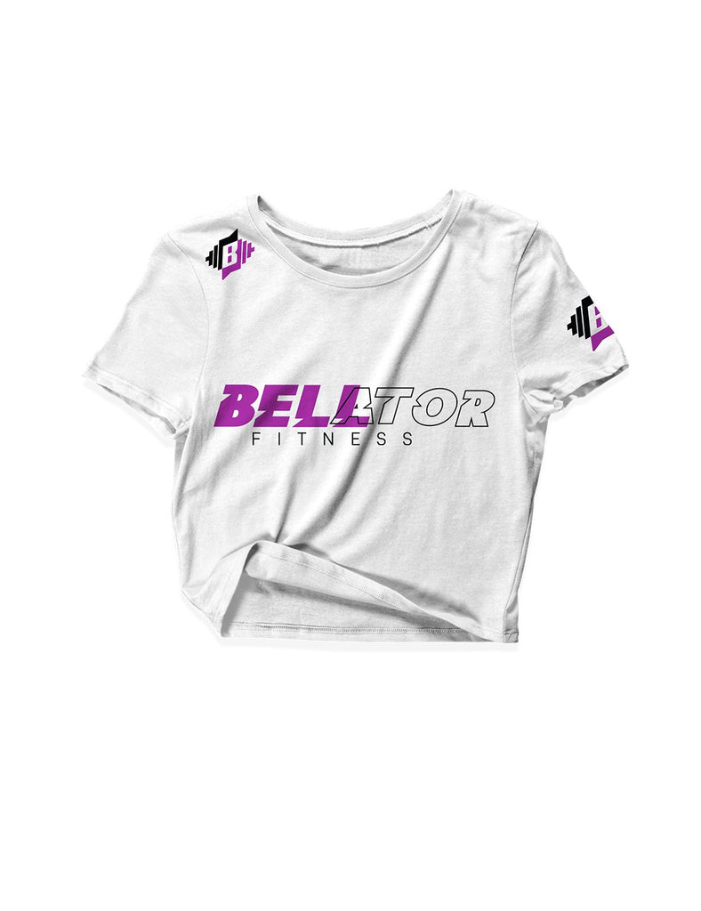 Ladies White Crop Tops - Bellator Fitness - AMRAP INDUSTRIES