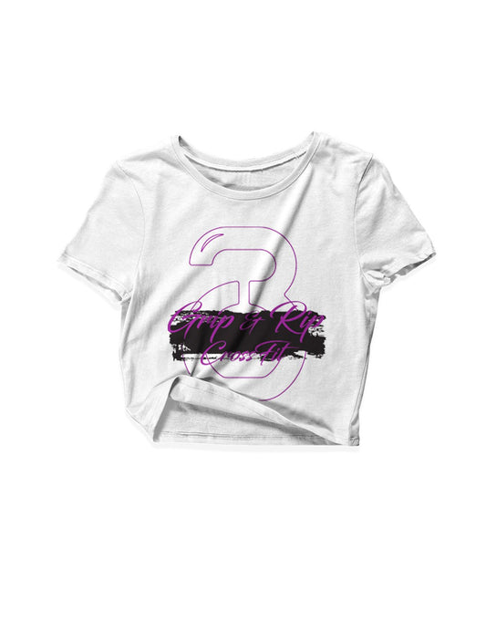 Ladies White Crop Tops - CrossFit Grip and Rip - AMRAP INDUSTRIES